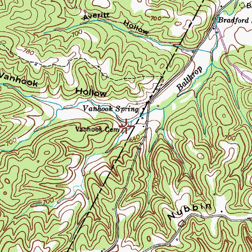 Topographic Map of Vanhook Cemetery, TN