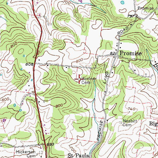 Topographic Map of Vanleer Cemetery, TN