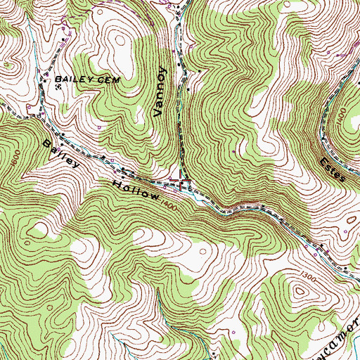 Topographic Map of Vannoy Hollow, TN