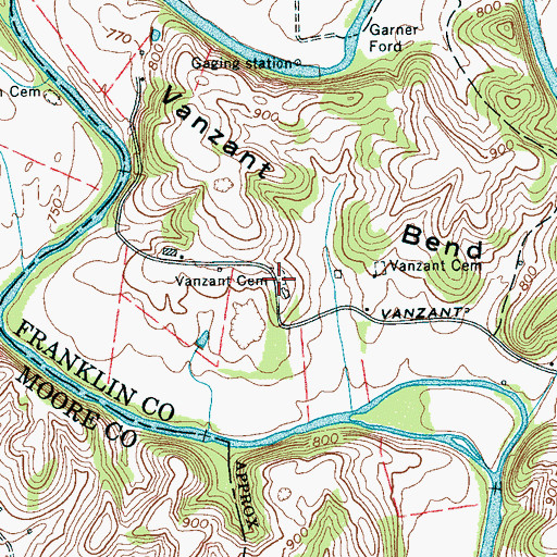 Topographic Map of Vanzant Cemetery, TN