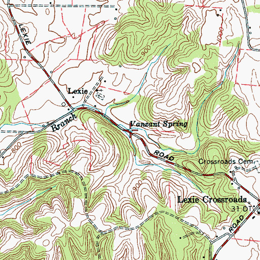 Topographic Map of Vanzant Spring, TN