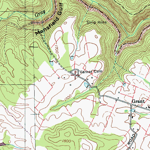 Topographic Map of Varner Cemetery, TN