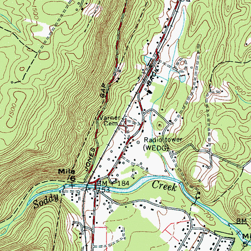 Topographic Map of Varner Cemetery, TN