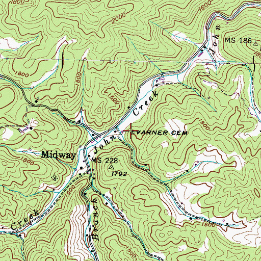 Topographic Map of Varner Cemetery, TN