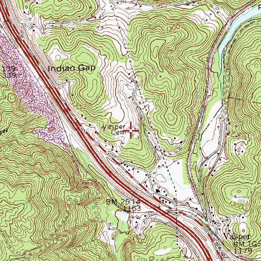 Topographic Map of Vasper Cemetery, TN