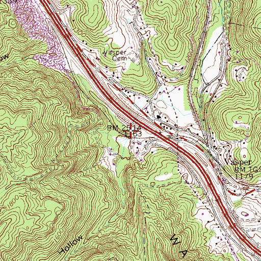 Topographic Map of Vasper Hollow, TN