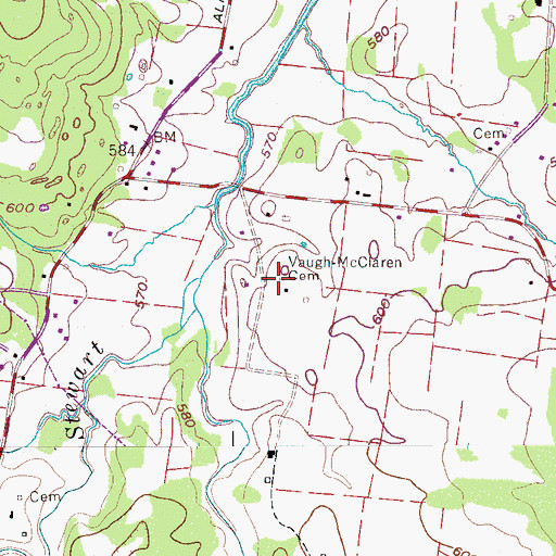 Topographic Map of Vaugh-McClaren Cemetery, TN