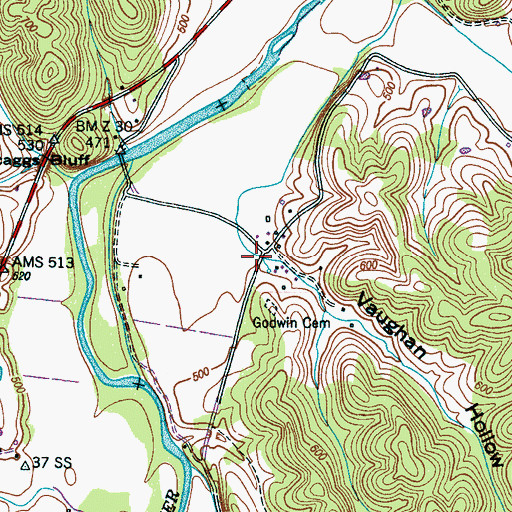 Topographic Map of Vaughan Hollow, TN