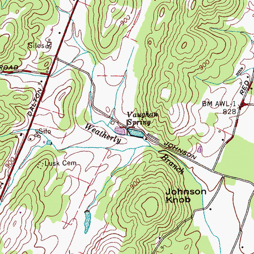 Topographic Map of Vaughan Spring, TN