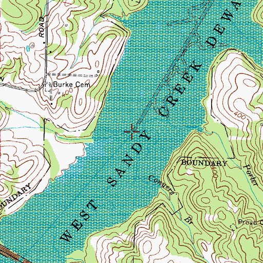 Topographic Map of Vaughn Branch, TN