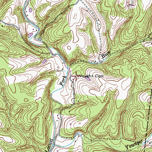 Topographic Map of Vaughn Cemetery, TN