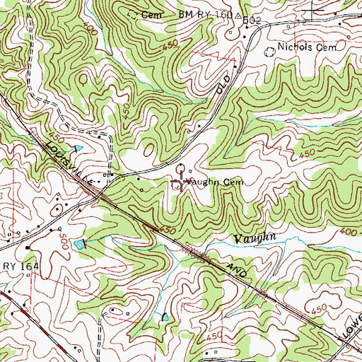 Topographic Map of Vaughn Cemetery, TN