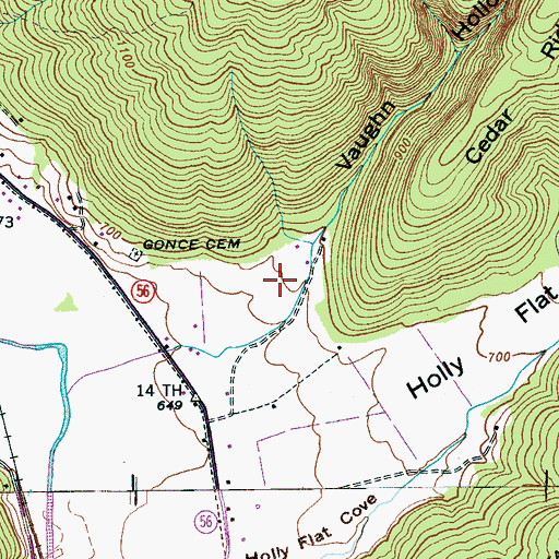 Topographic Map of Vaughn Hollow, TN