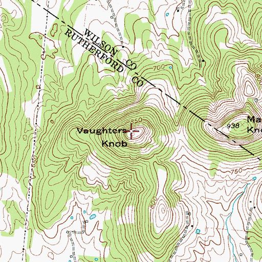 Topographic Map of Vaughters Knob, TN