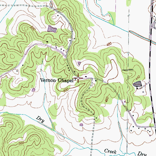 Topographic Map of Vernon Chapel, TN