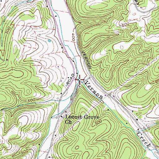 Topographic Map of Vernon Creek, TN