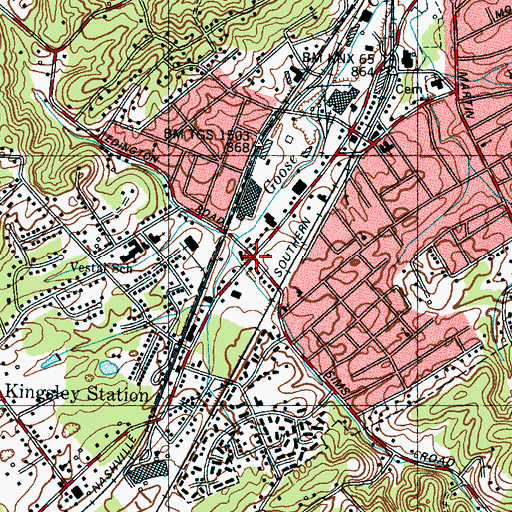 Topographic Map of Vestal, TN
