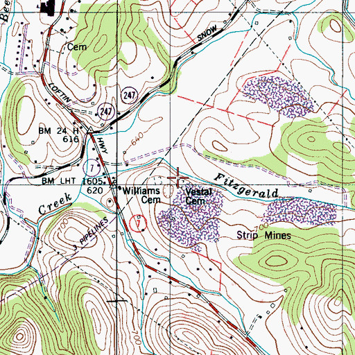 Topographic Map of Vestal Cemetery, TN