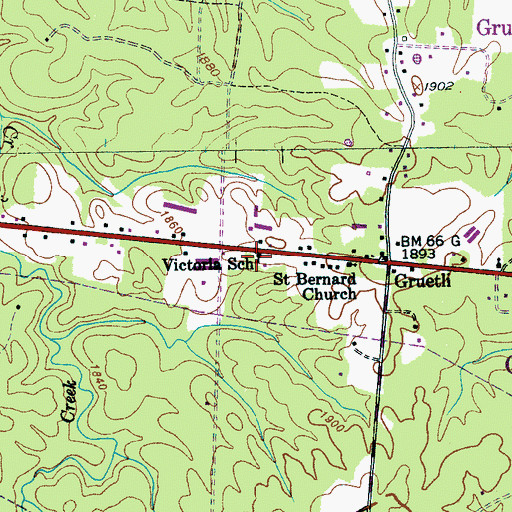 Topographic Map of Victoria School, TN