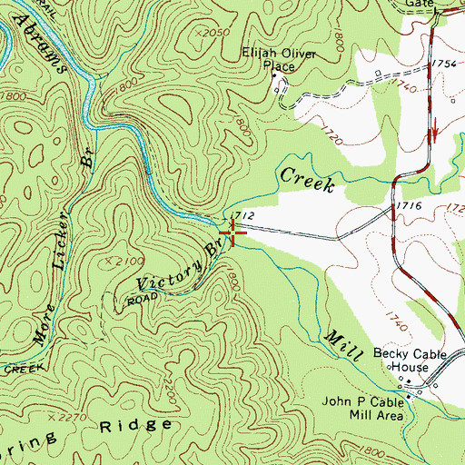 Topographic Map of Victory Branch, TN