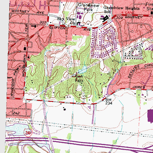 Topographic Map of Vieh Park, TN