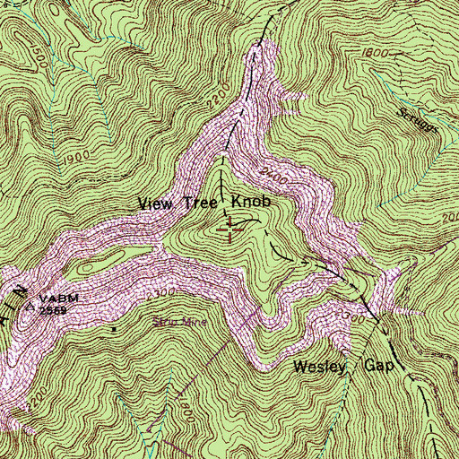 Topographic Map of View Tree Knob, TN