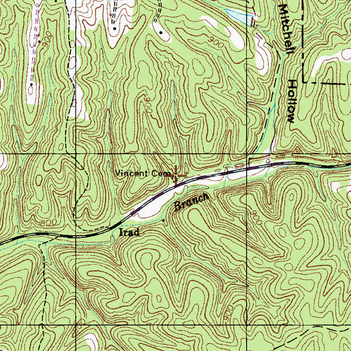 Topographic Map of Vincent Cemetery, TN