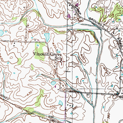 Topographic Map of Vincent Grove School, TN
