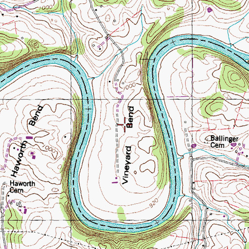 Topographic Map of Vineyard Bend, TN