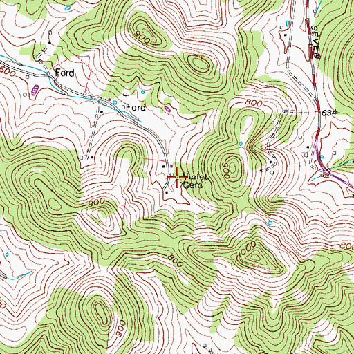 Topographic Map of Violet Cemetery, TN