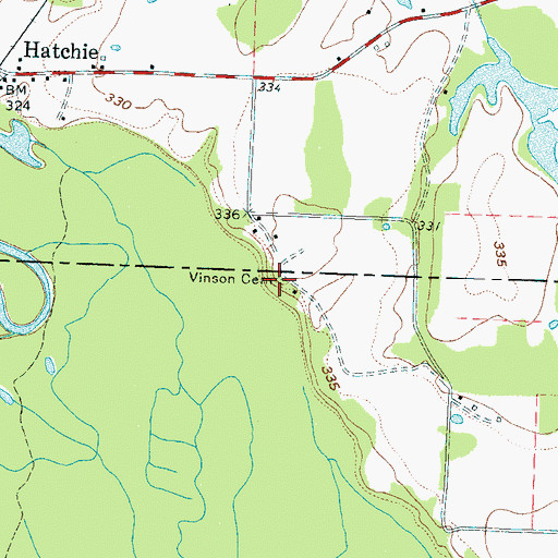 Topographic Map of Vison Cemetery, TN