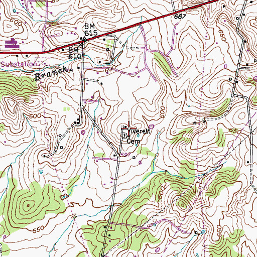Topographic Map of Viverett Cemetery, TN