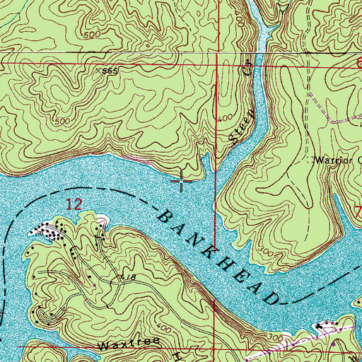 Topographic Map of Steep Creek, AL