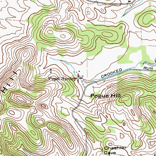 Topographic Map of Vogel Spring, TN