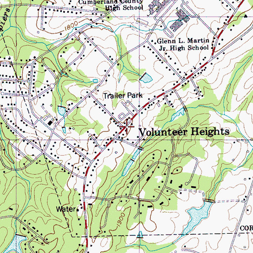 Topographic Map of Volunteer Heights, TN