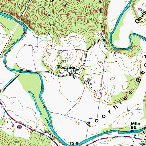 Topographic Map of Voorhies, TN