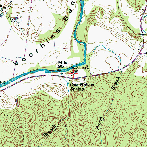 Topographic Map of Voorhies Cemetery, TN