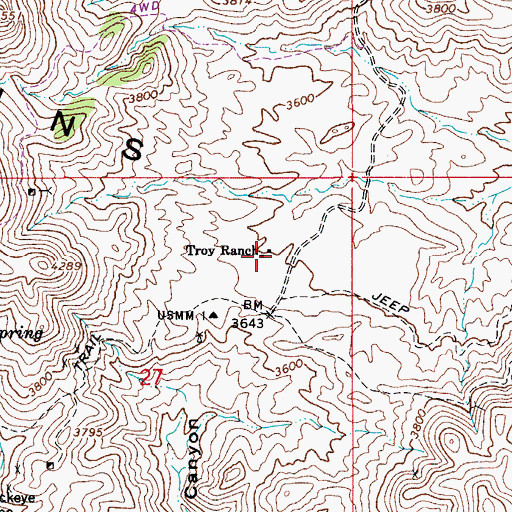 Topographic Map of Troy Ranch, AZ