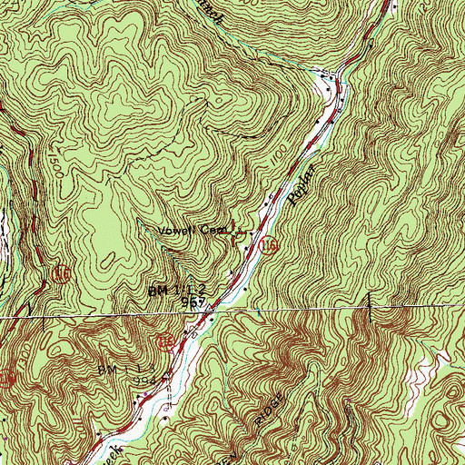 Topographic Map of Vowell Cemetery, TN