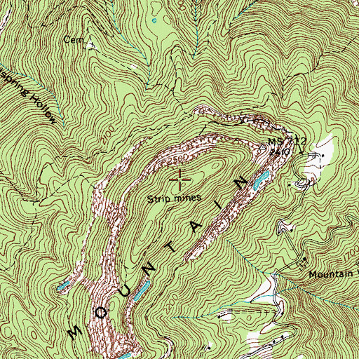 Topographic Map of Vowell Mountain, TN