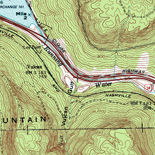 Topographic Map of Vulcan Gulf, TN