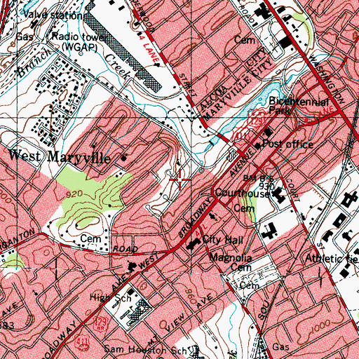 Topographic Map of W J Hale School, TN
