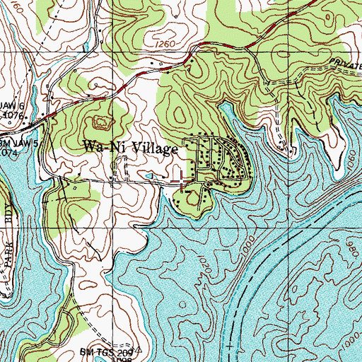 Topographic Map of Wa-Ni Village, TN