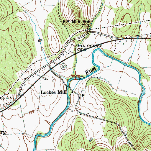 Topographic Map of Wabash Creek, TN