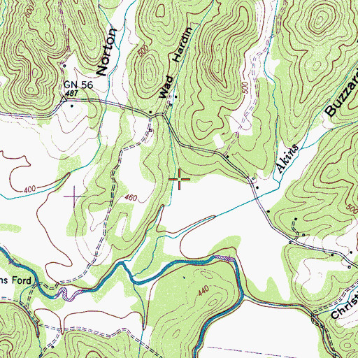 Topographic Map of Wad Hardin Hollow, TN