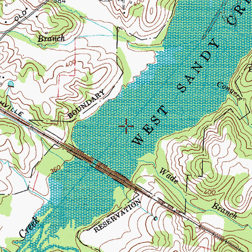 Topographic Map of Wade Branch, TN