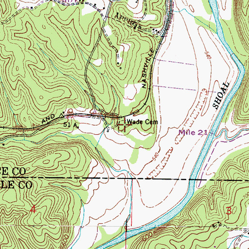 Topographic Map of Wade Cemetery, TN