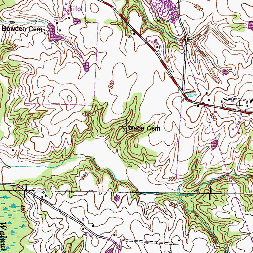 Topographic Map of Wade Cemetery, TN