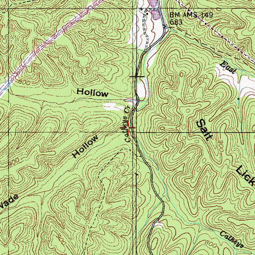 Topographic Map of Wade Hollow, TN