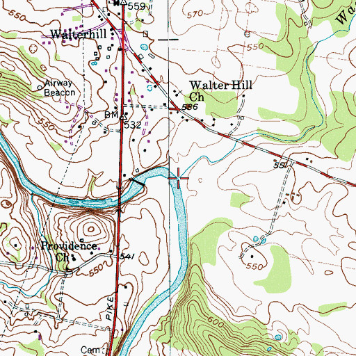Topographic Map of Wades Branch, TN
